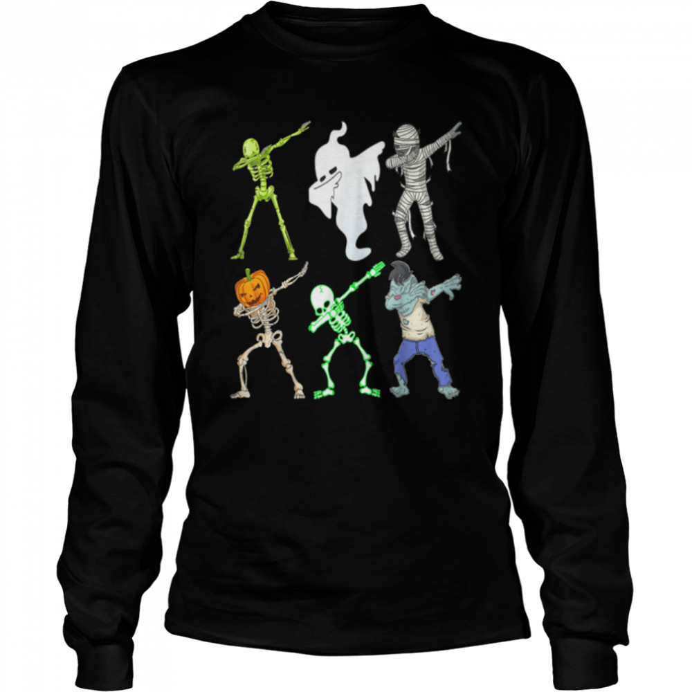 Dabbing Skeleton Boys Boo Bees Zombies Halloween Friends T- B09JS71X3Y Long Sleeved T-shirt