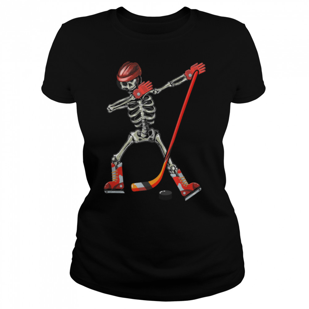 Dabbing Skeleton Ice Hockey Halloween Costume T- B09JZ8QB61 Classic Women's T-shirt