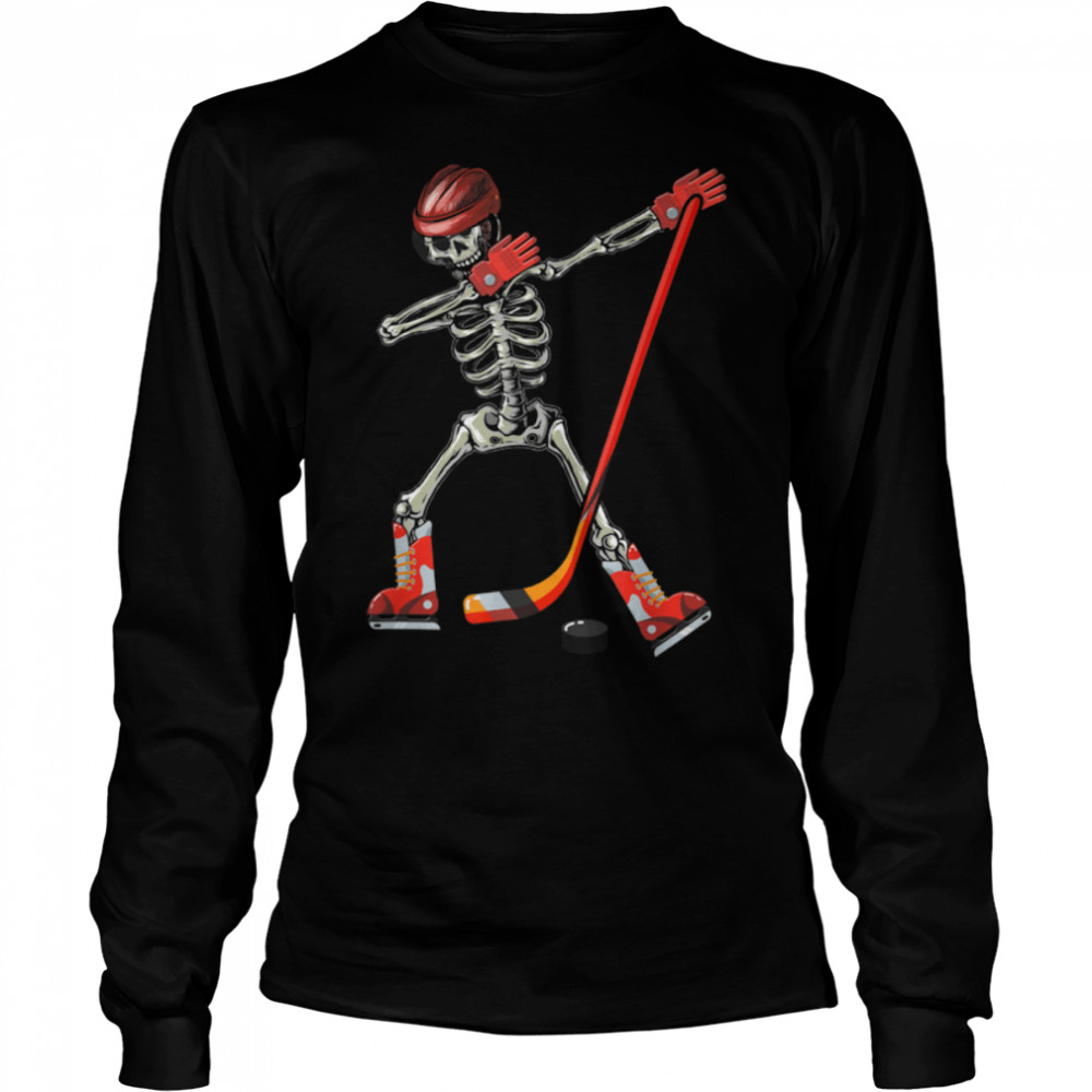 Dabbing Skeleton Ice Hockey Halloween Costume T- B09JZ8QB61 Long Sleeved T-shirt