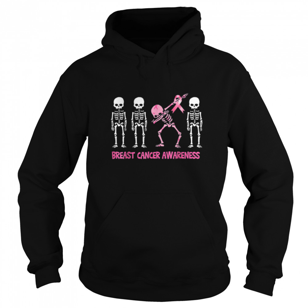 Dabbing Skeleton Pink Ribbon Breast Cancer Halloween T- B09JZ7Y6V1 Unisex Hoodie