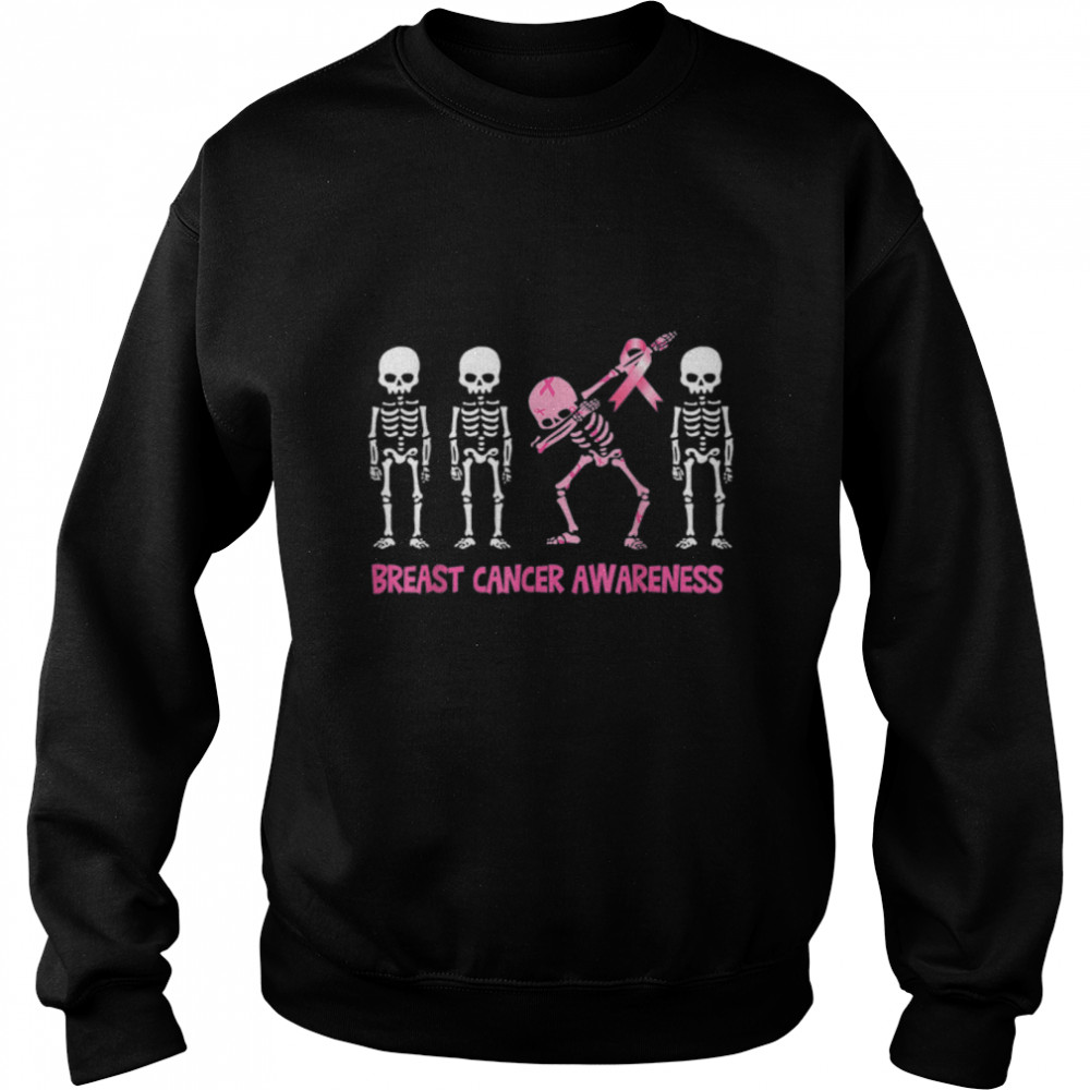 Dabbing Skeleton Pink Ribbon Breast Cancer Halloween T- B09JZ7Y6V1 Unisex Sweatshirt