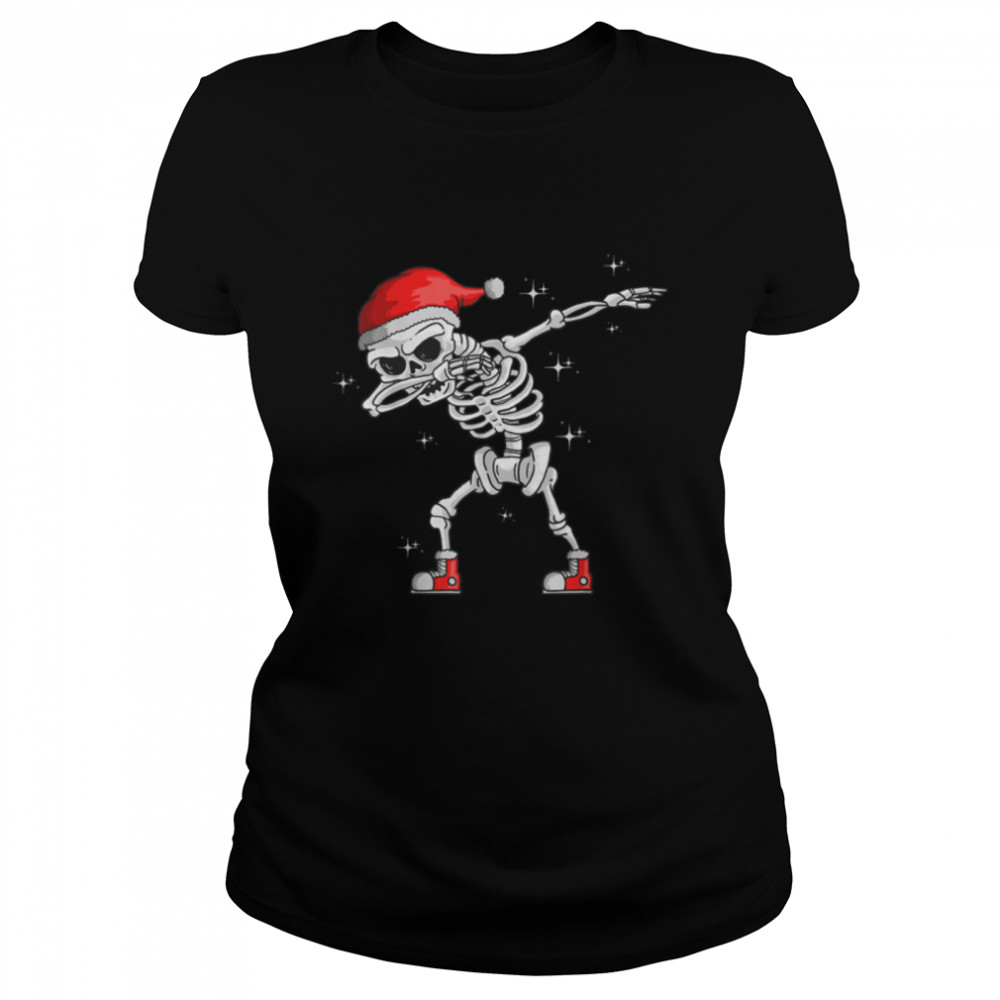 Dabbing Skeleton Santa T-shirt Funny Christmas Kids T- T- B09JT78ZMC Classic Women's T-shirt