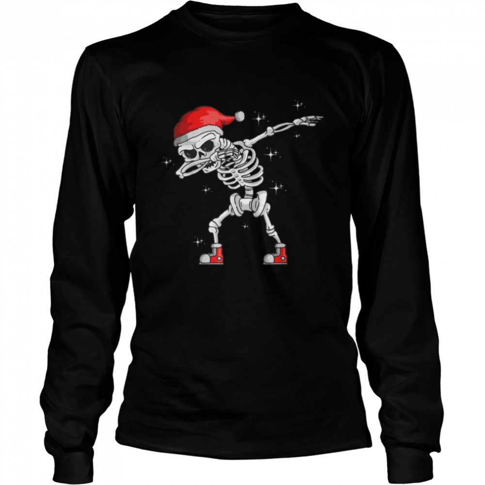 Dabbing Skeleton Santa T-shirt Funny Christmas Kids T- T- B09JT78ZMC Long Sleeved T-shirt