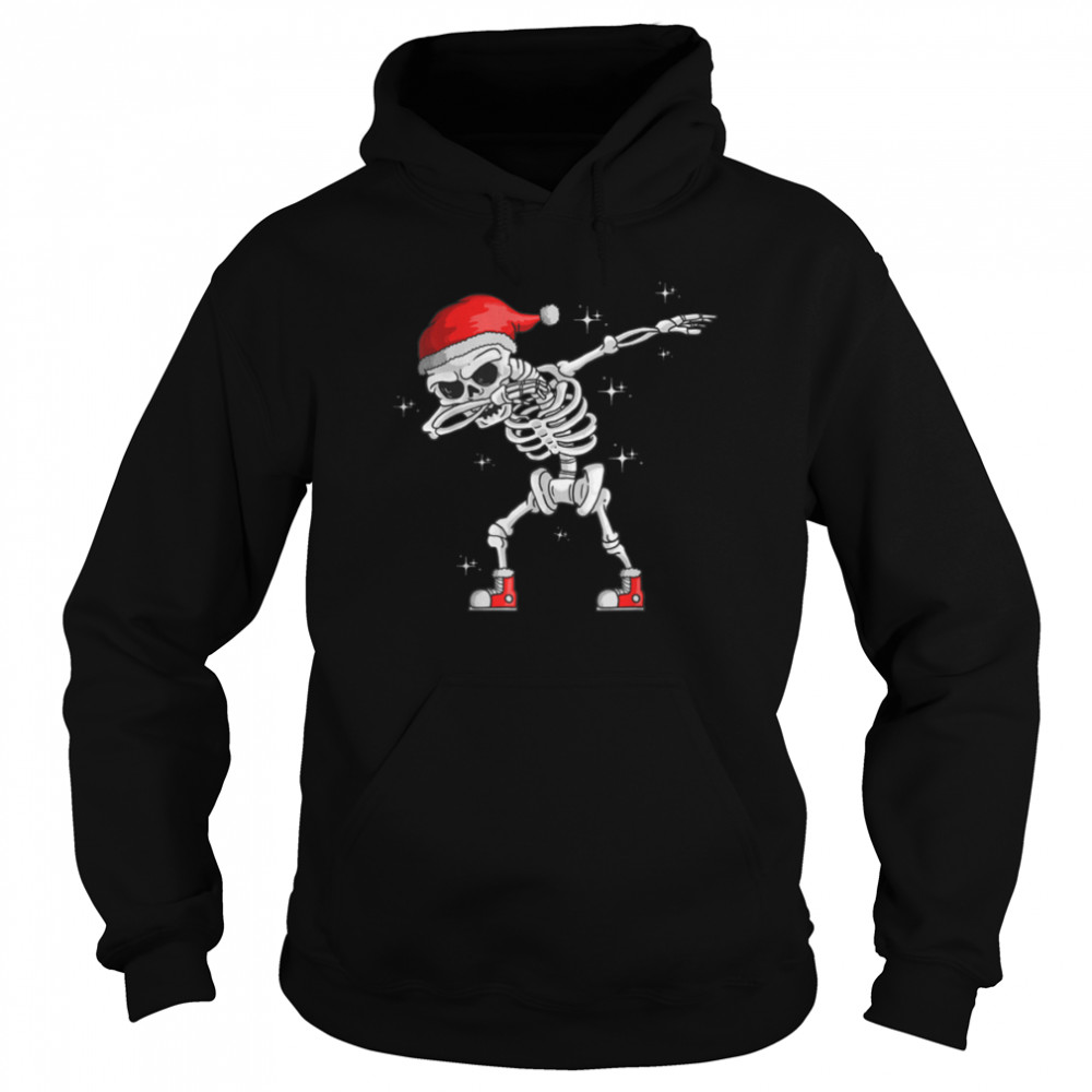 Dabbing Skeleton Santa T-shirt Funny Christmas Kids T- T- B09JT78ZMC Unisex Hoodie