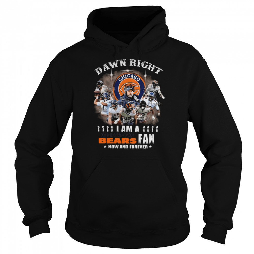 Damn right I am a Chicago Bear Fan now and forever signatures shirt Unisex Hoodie