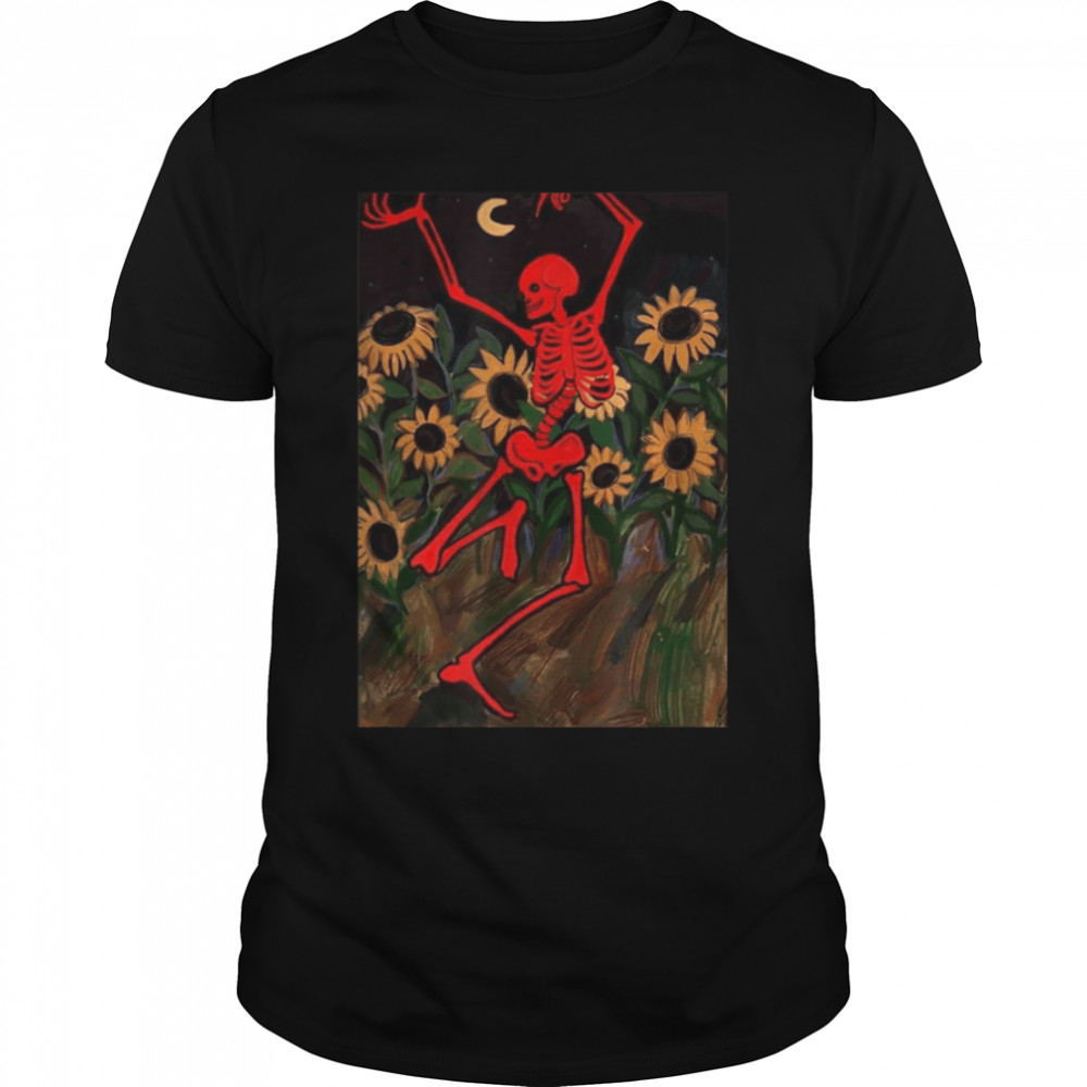 Dancing Skeleton In Sunflowers T- B09JWQL1X6 Classic Men's T-shirt