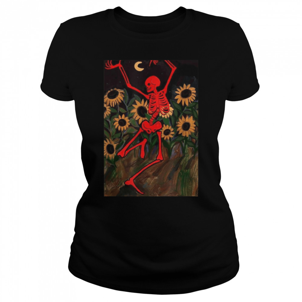Dancing Skeleton In Sunflowers T- B09JWQL1X6 Classic Women's T-shirt