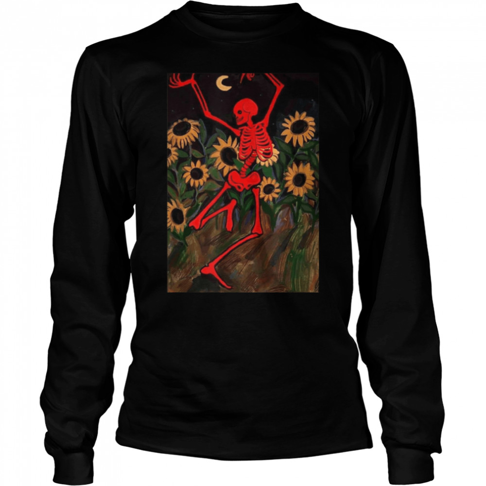 Dancing Skeleton In Sunflowers T- B09JWQL1X6 Long Sleeved T-shirt