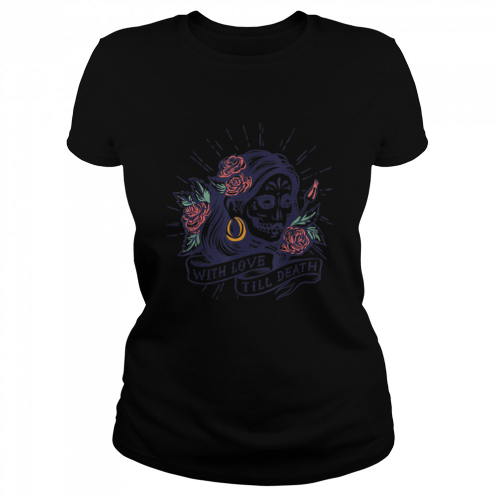 Day Of Dead La-Catrina Skull Mask Mexico Carnival T- B09JYPXCFP Classic Women's T-shirt