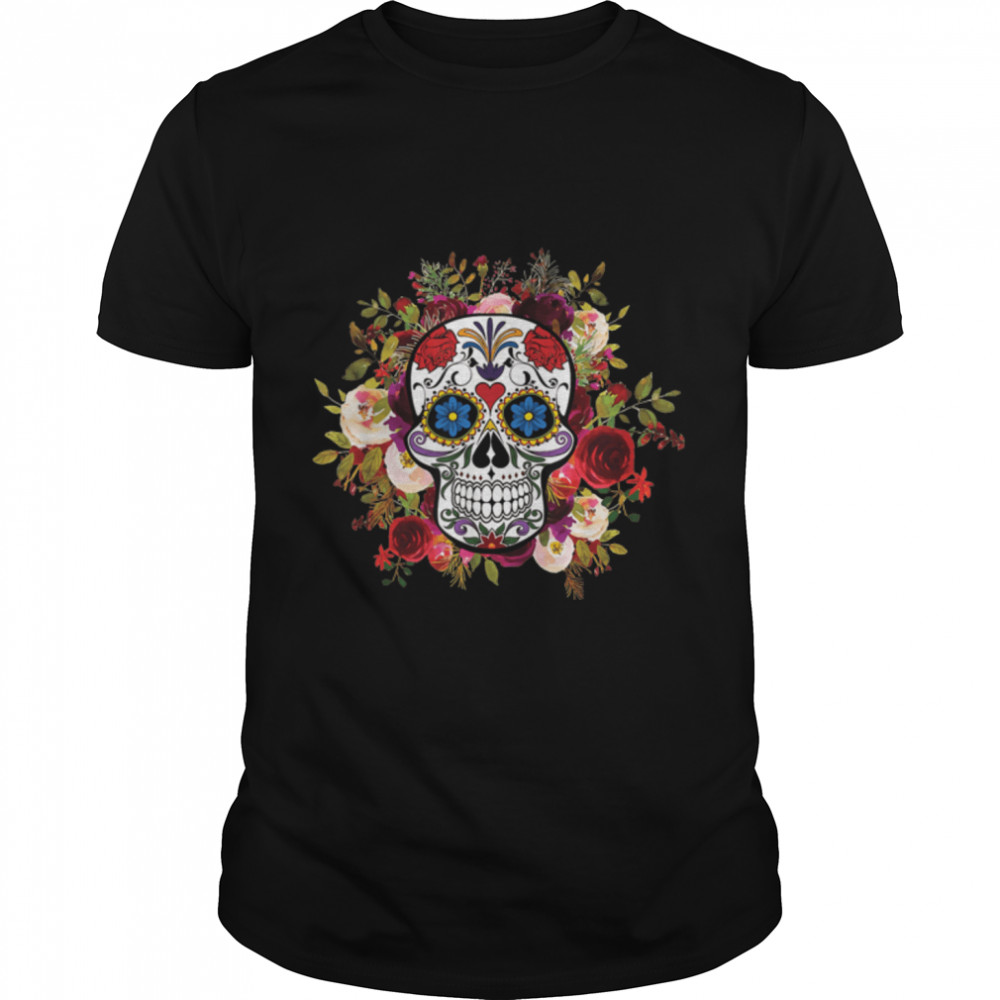 Dia De Los Muertos Floral Sugar Skull For Men Women Girl T- B09JP18WQW Classic Men's T-shirt