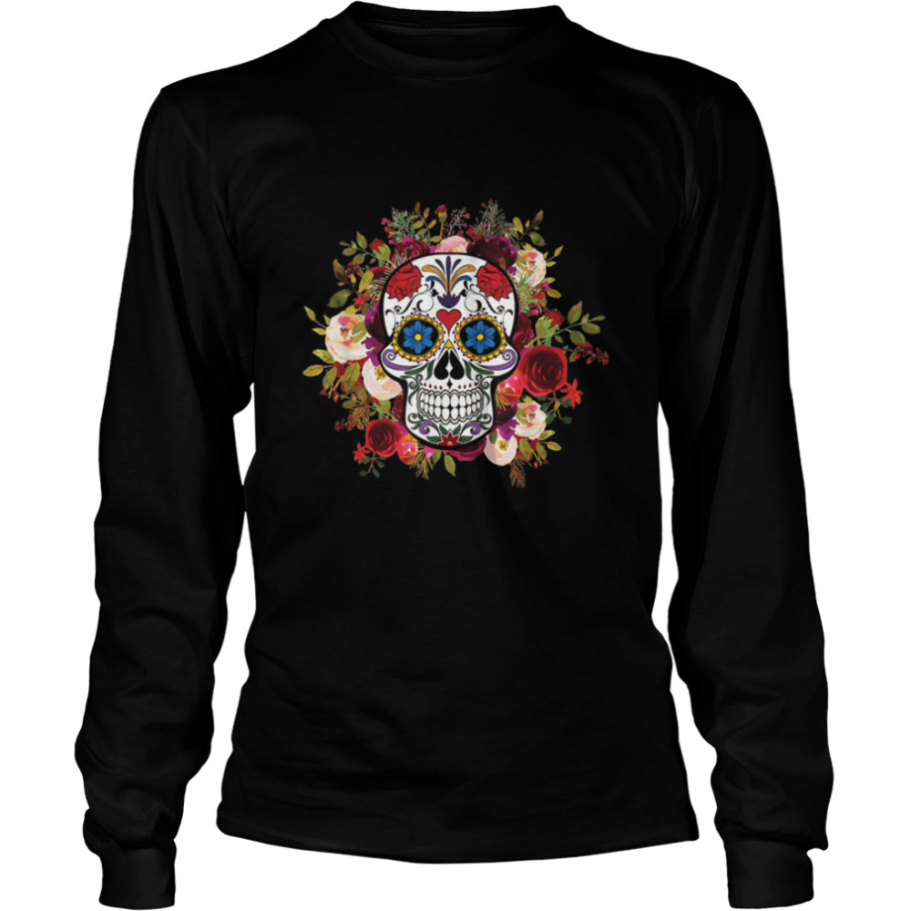 Dia De Los Muertos Floral Sugar Skull For Men Women Girl T- B09JP18WQW Long Sleeved T-shirt