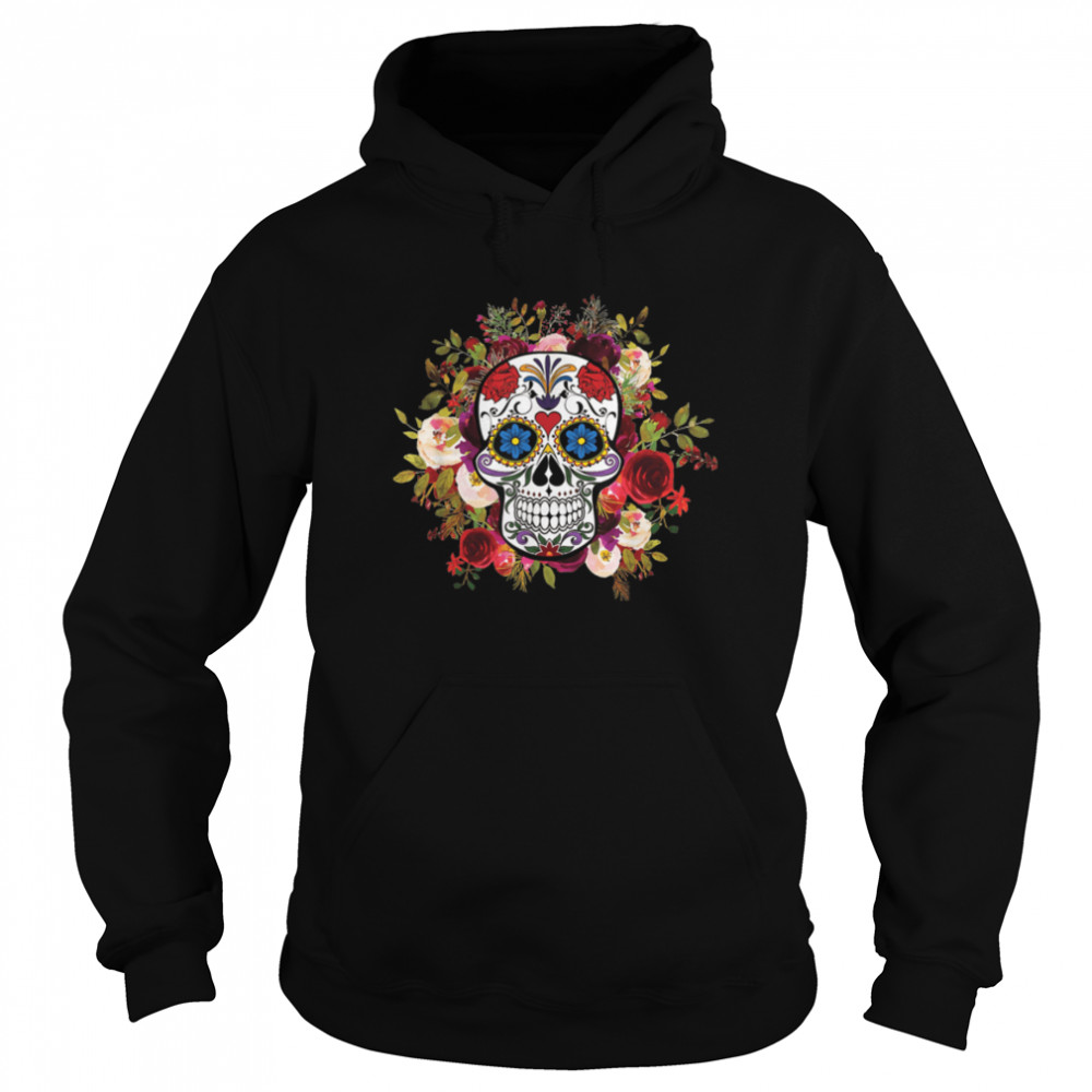 Dia De Los Muertos Floral Sugar Skull For Men Women Girl T- B09JP18WQW Unisex Hoodie