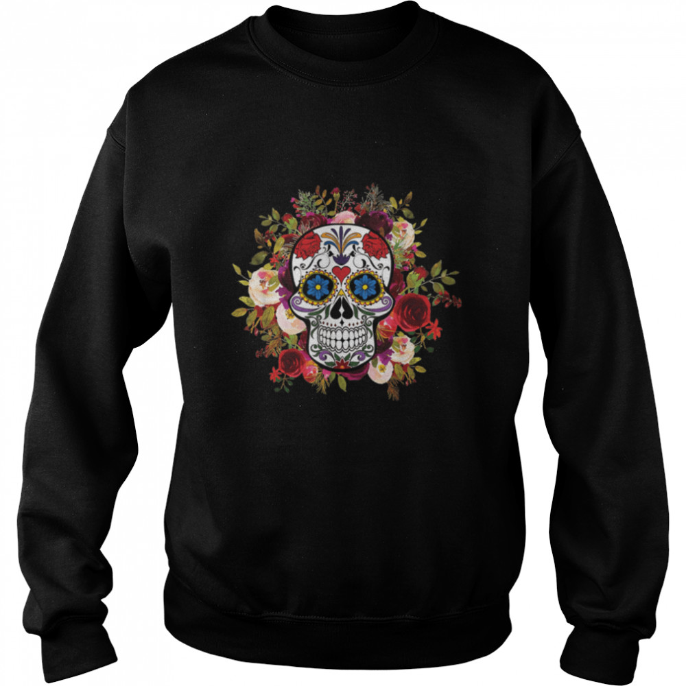 Dia De Los Muertos Floral Sugar Skull For Men Women Girl T- B09JP18WQW Unisex Sweatshirt