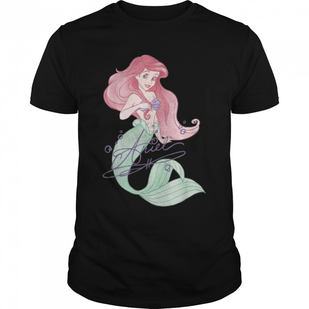 Disney The Little Mermaid Ariel Signed Portrait T- B082DZF6WC Classic Men's T-shirt