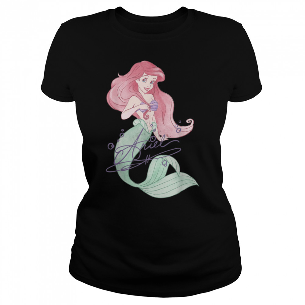 Disney The Little Mermaid Ariel Signed Portrait T- B082DZF6WC Classic Women's T-shirt