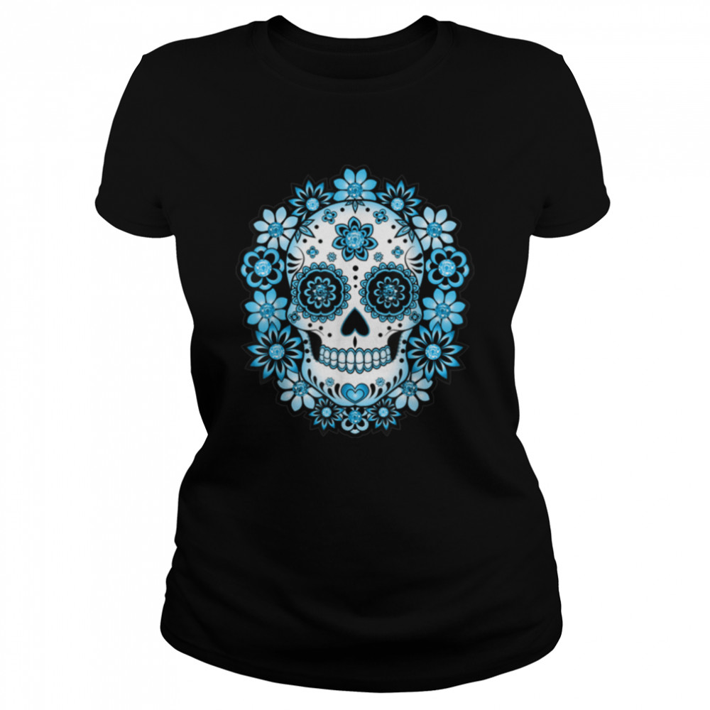 Flower Sugar Skull Souls Day Muertos Day Of Dead Halloween T- B09JSX58MW Classic Women's T-shirt