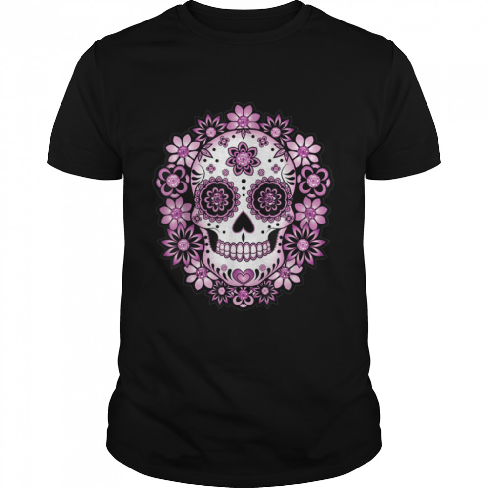Flower Sugar Skull Souls Day Muertos Day Of Dead Halloween T-Shirt B09JSXYZXC