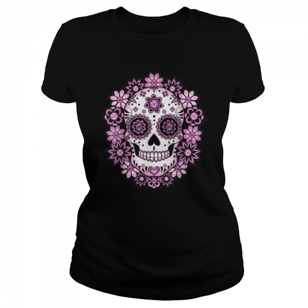 Flower Sugar Skull Souls Day Muertos Day Of Dead Halloween T- B09JSXYZXC Classic Women's T-shirt