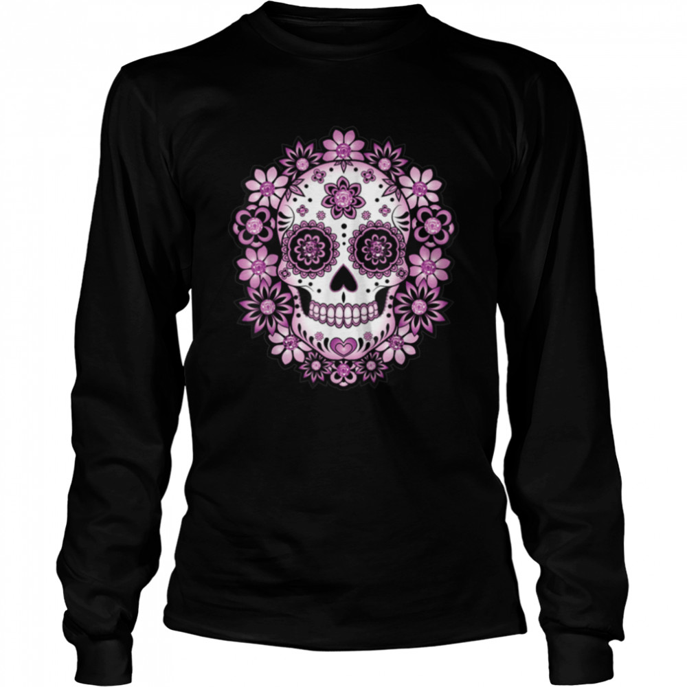 Flower Sugar Skull Souls Day Muertos Day Of Dead Halloween T- B09JSXYZXC Long Sleeved T-shirt