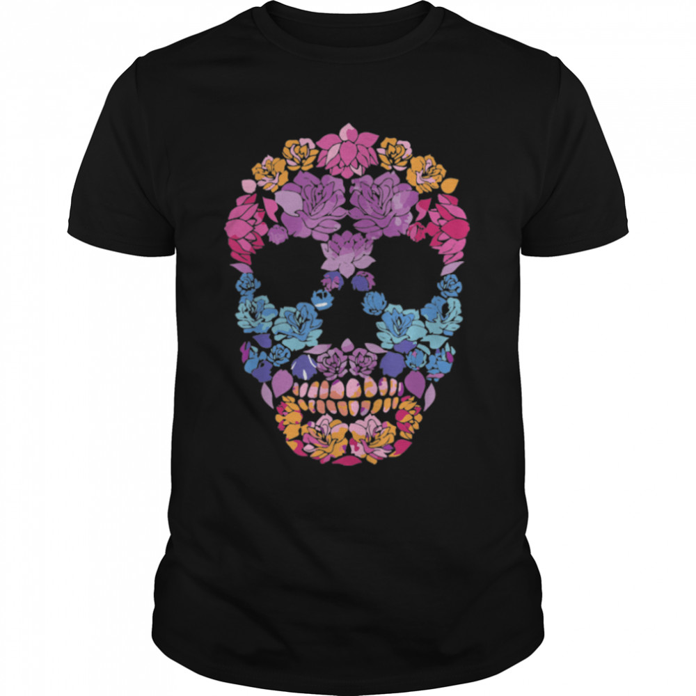 Flower Sugar Skull Souls Day Muertos Day Of Dead Halloween T-Shirt B09JSY69TQ