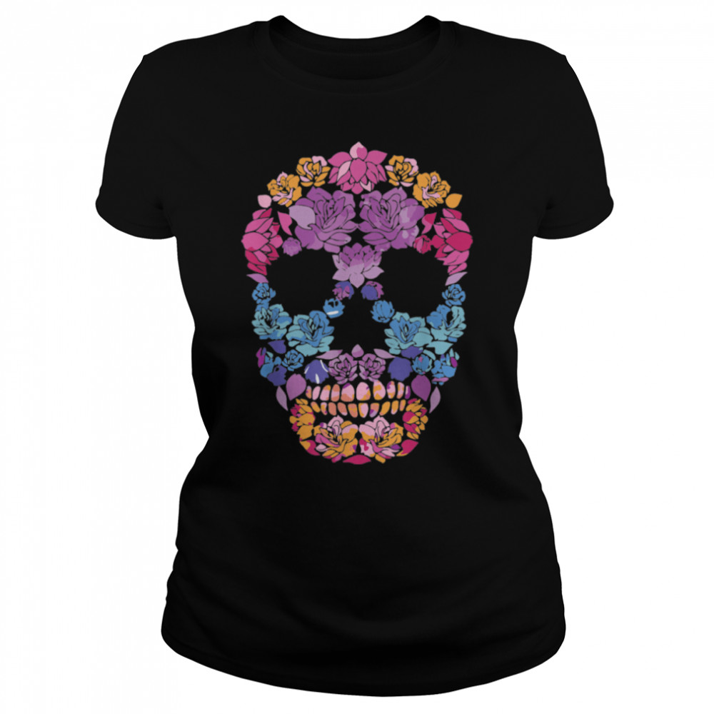 Flower Sugar Skull Souls Day Muertos Day Of Dead Halloween T- B09JSY69TQ Classic Women's T-shirt