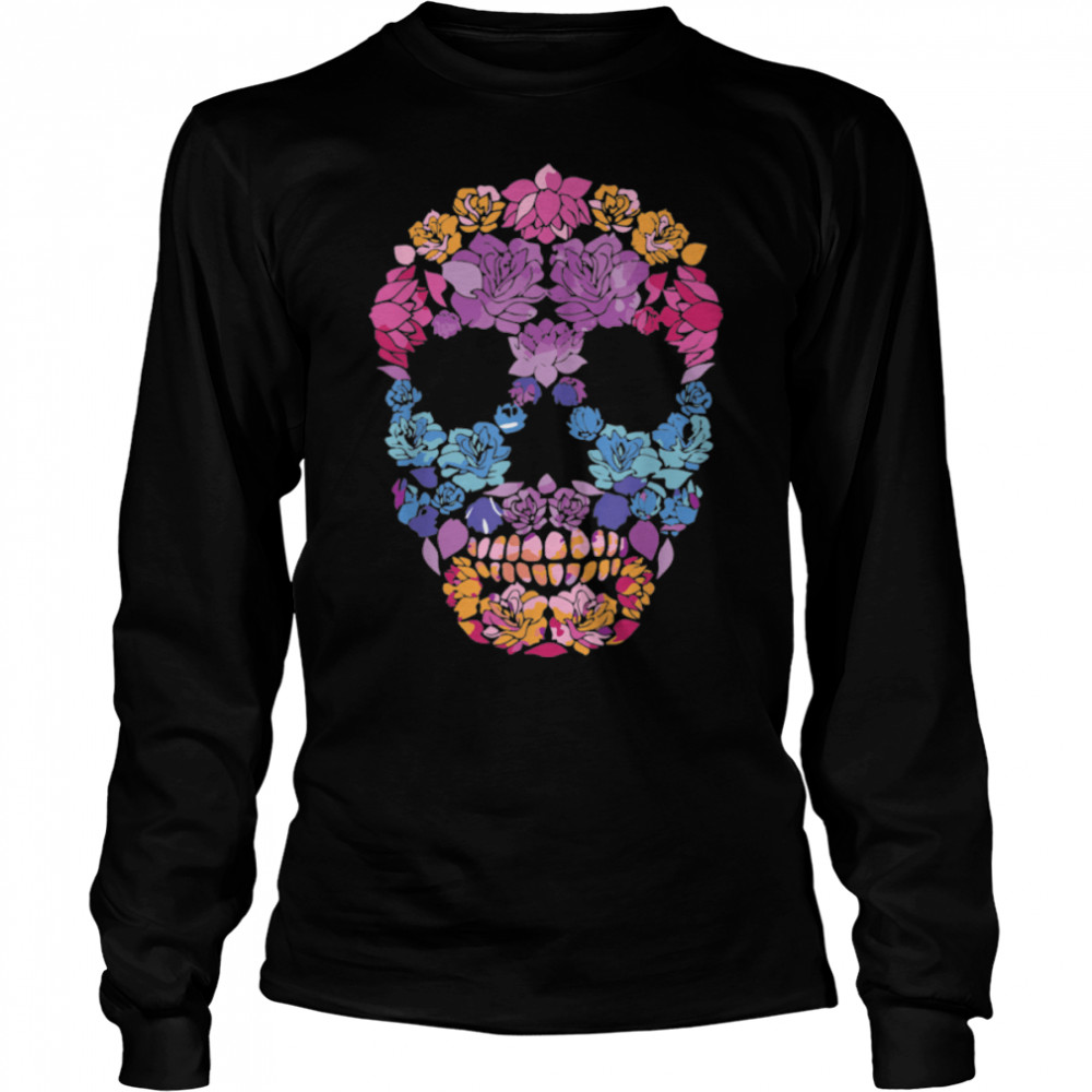 Flower Sugar Skull Souls Day Muertos Day Of Dead Halloween T- B09JSY69TQ Long Sleeved T-shirt