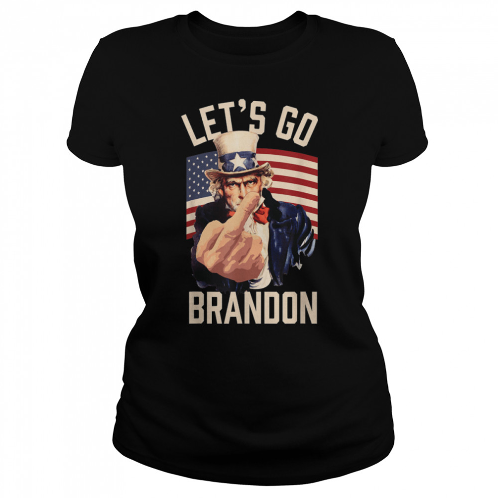 Funny Let's Go Brandon Uncle Sam Middle Finger T- B09JT29C5S Classic Women's T-shirt