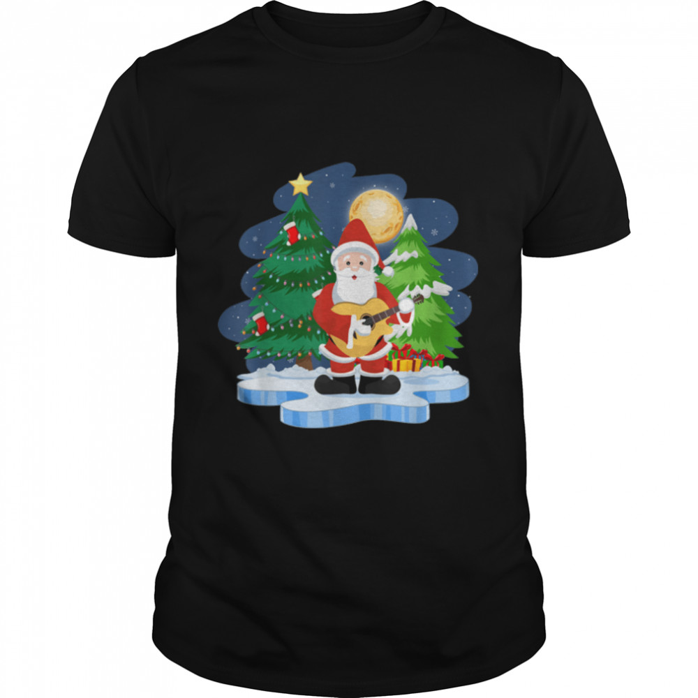 Funny Santa Claus Guitar Player Ugly Xmas T- B09JX24Q6M Classic Men's T-shirt