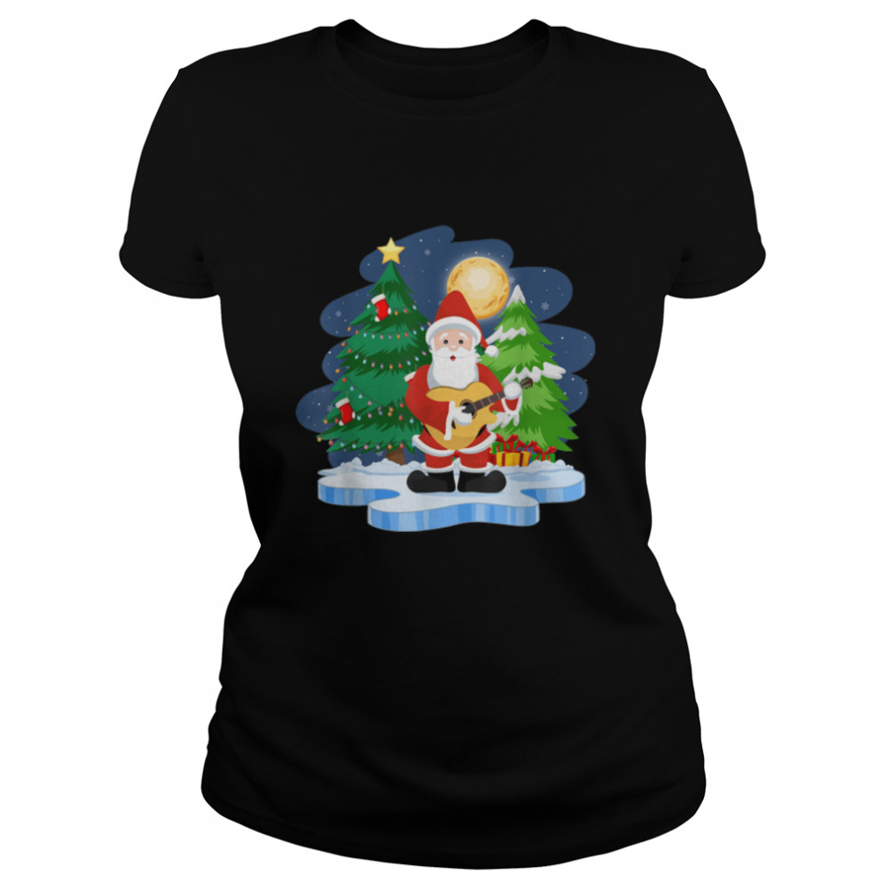 Funny Santa Claus Guitar Player Ugly Xmas T- B09JX24Q6M Classic Women's T-shirt