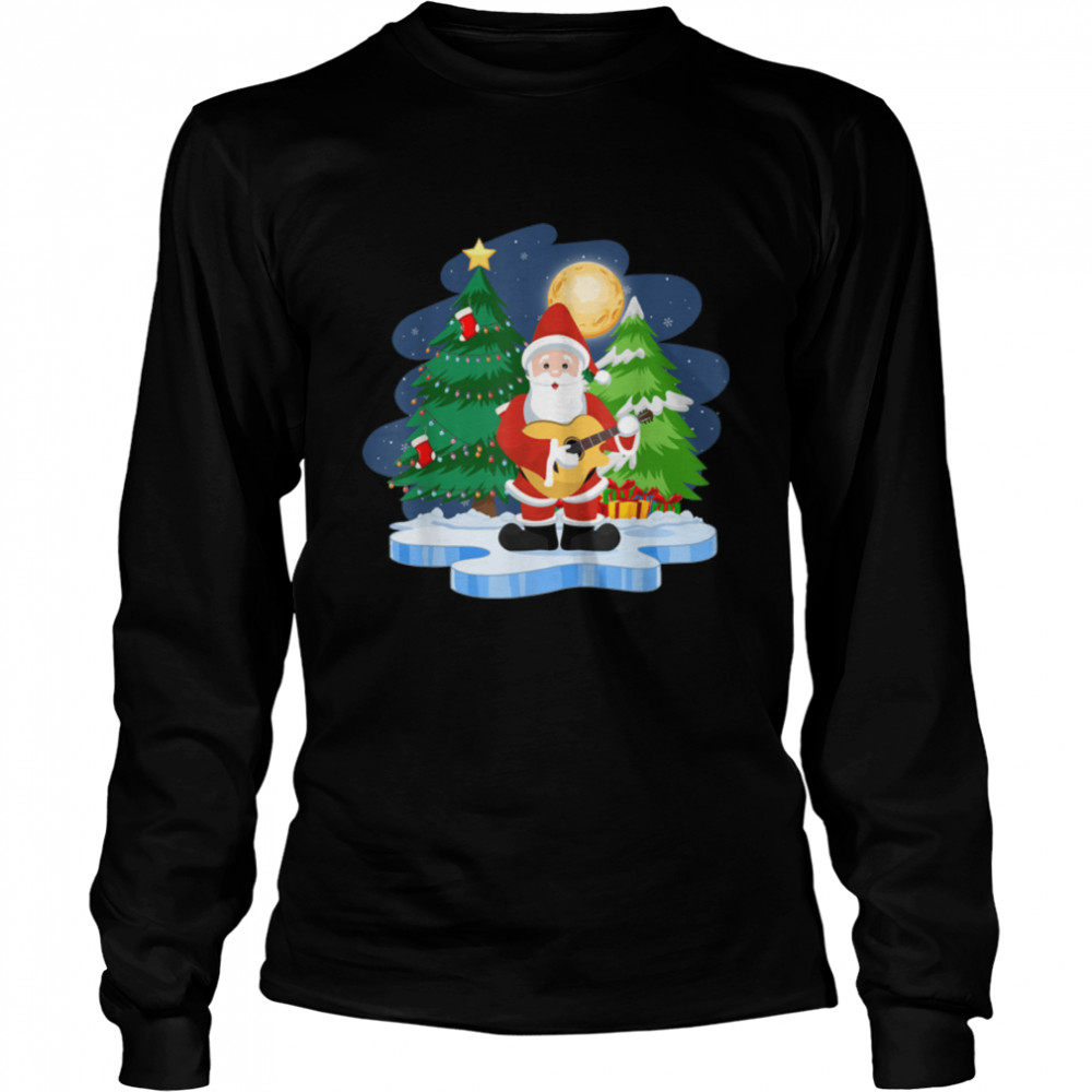 Funny Santa Claus Guitar Player Ugly Xmas T- B09JX24Q6M Long Sleeved T-shirt