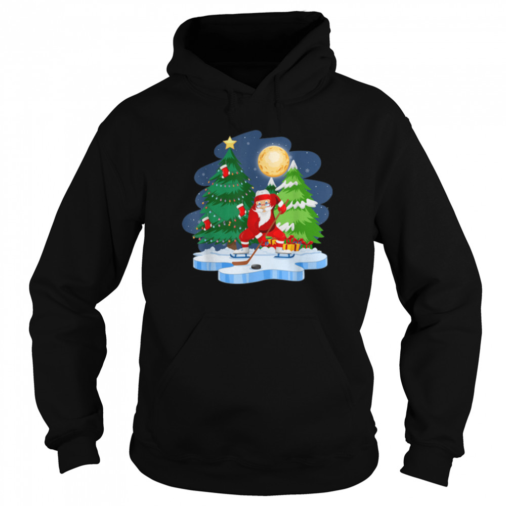 Funny Santa Claus Hockey Player Ugly Xmas T- B09JX1YRDF Unisex Hoodie