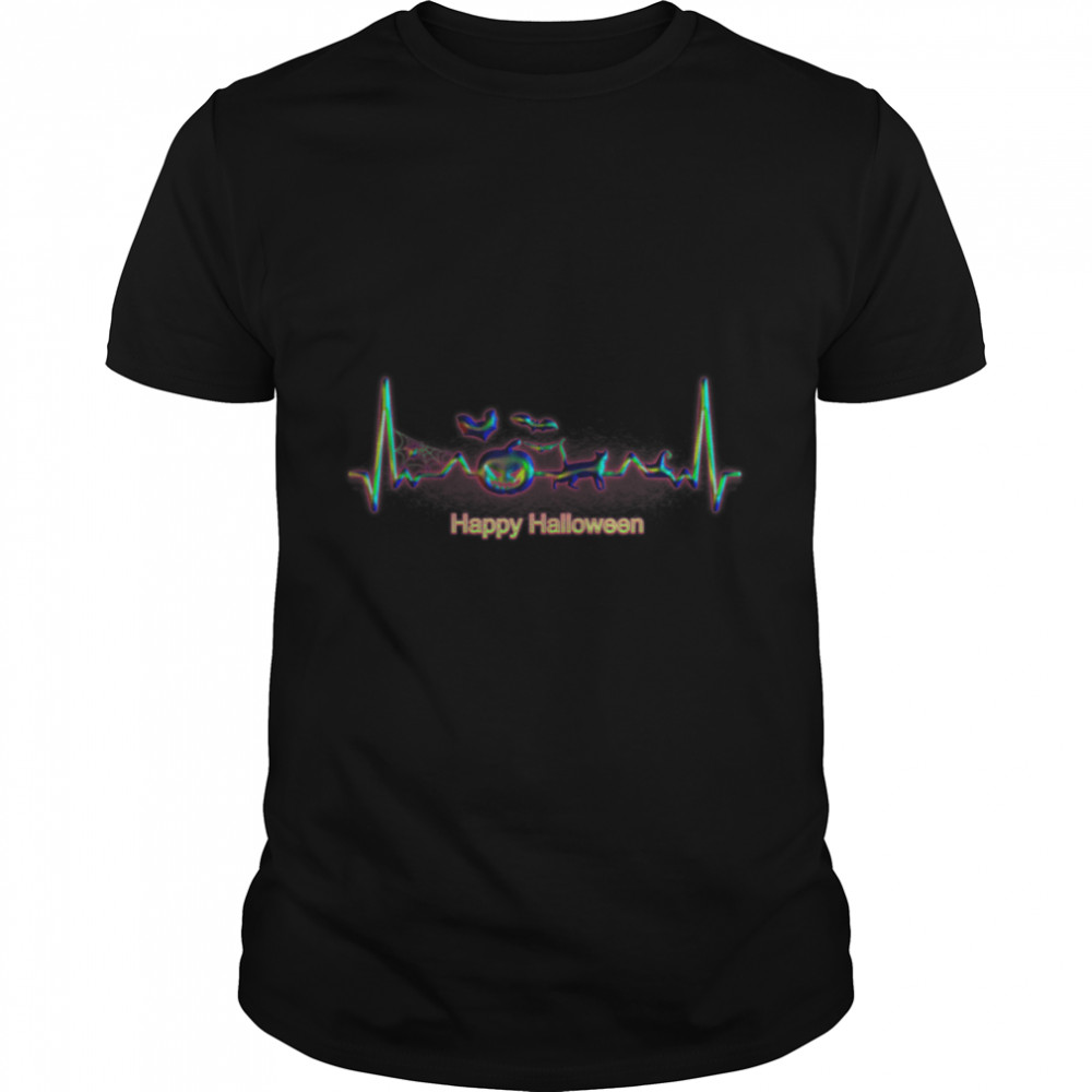 Halloween Heartbeat ECG Pumpkin Scary Fun Design for Party T- B09JTR8MVJ Classic Men's T-shirt
