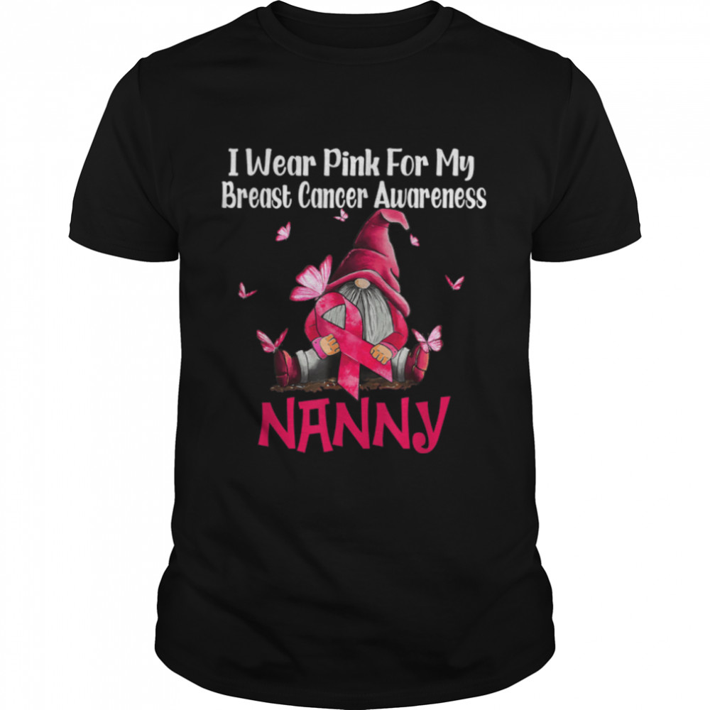 I Wear Pink For My Nanny Breast Cancer Awareness Gnomes T- B09JT77Q3J Classic Men's T-shirt