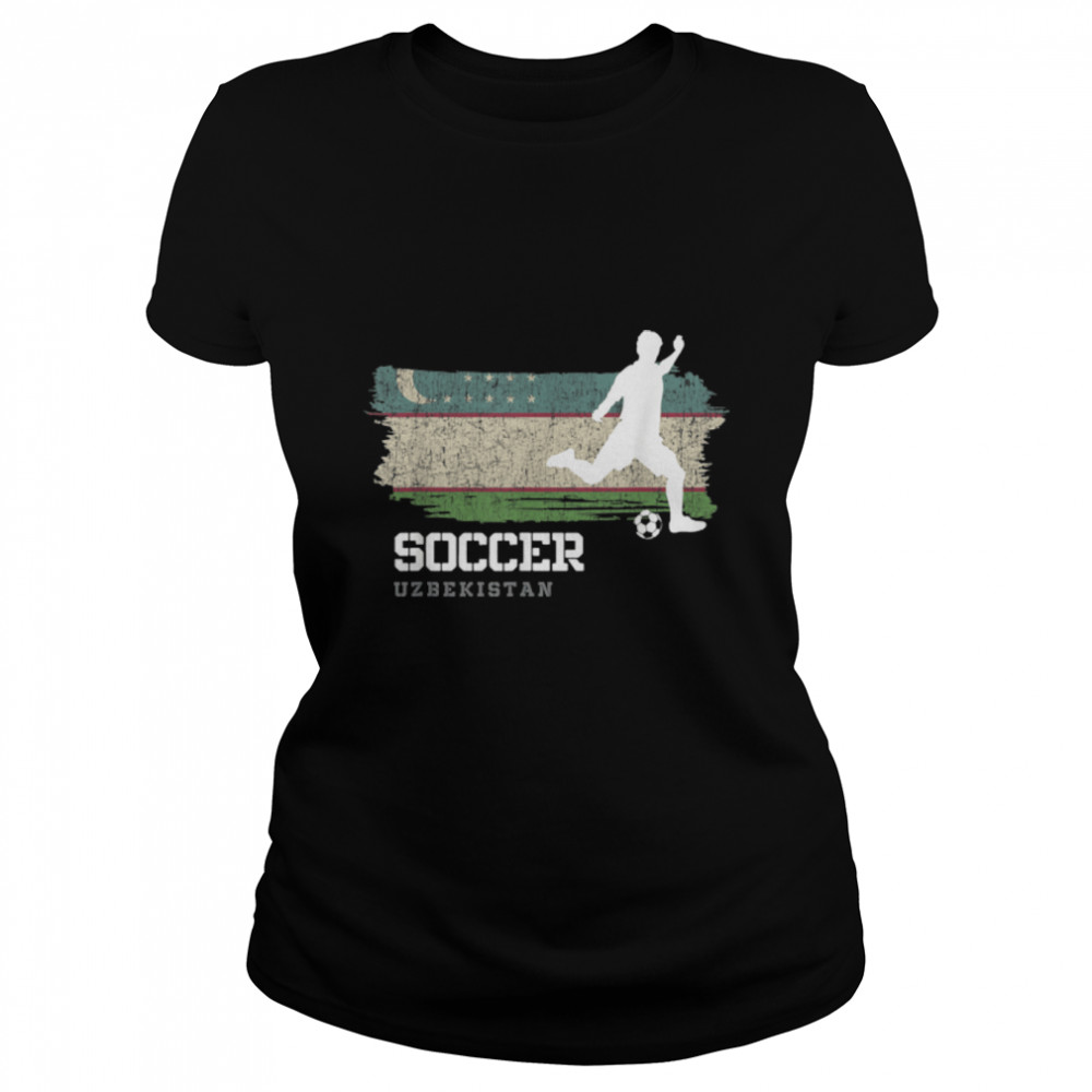 Soccer Uzbekistan Flag Football Team Soccer Player T- B09K237S4B Classic Women's T-shirt