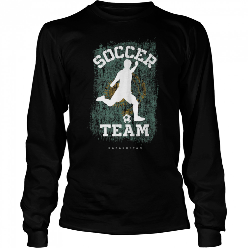 Soccer Kazakhstan Flag Football Team Soccer Player T- B09JPD9SW1 Long Sleeved T-shirt