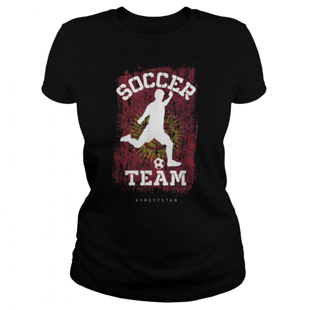 Soccer Kyrgyzstan Flag Football Team Soccer Player T- B09JPFZWNM Classic Women's T-shirt