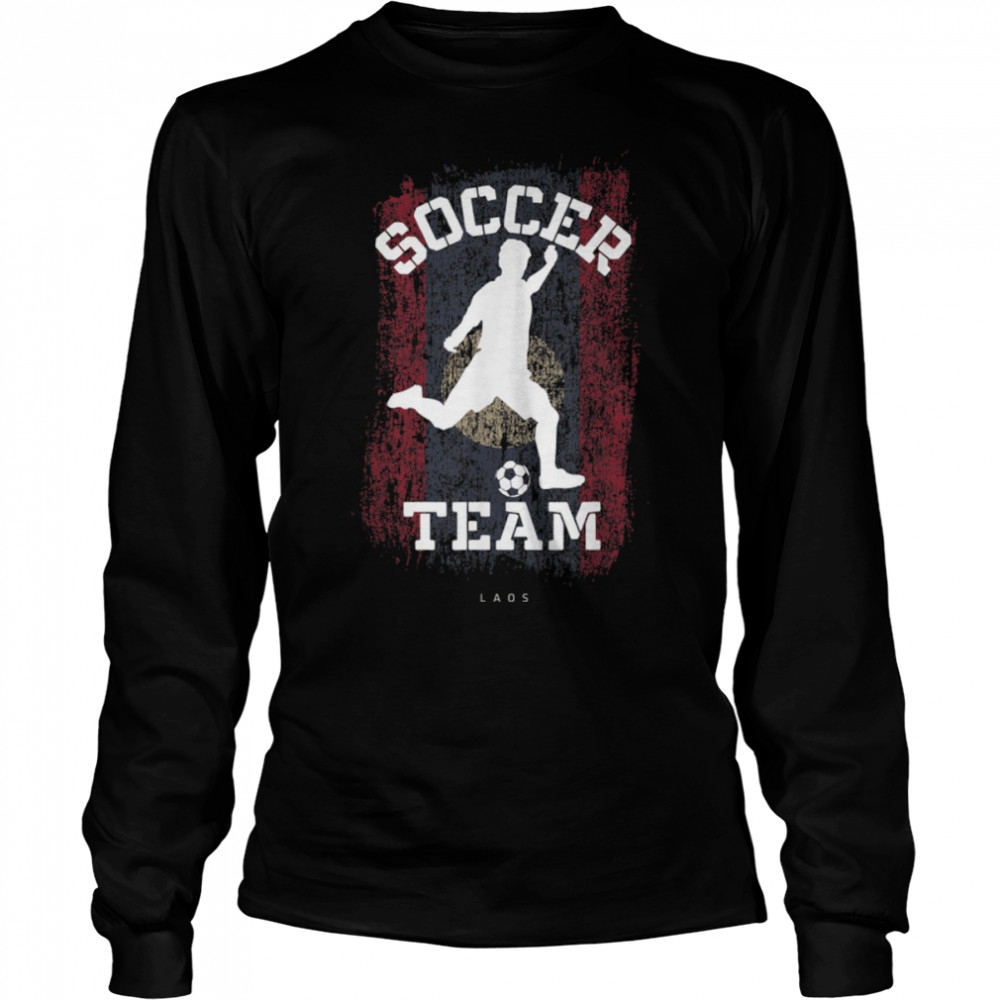 Soccer Laos Flag Football Team Soccer Player T- B09JPFFZR1 Long Sleeved T-shirt