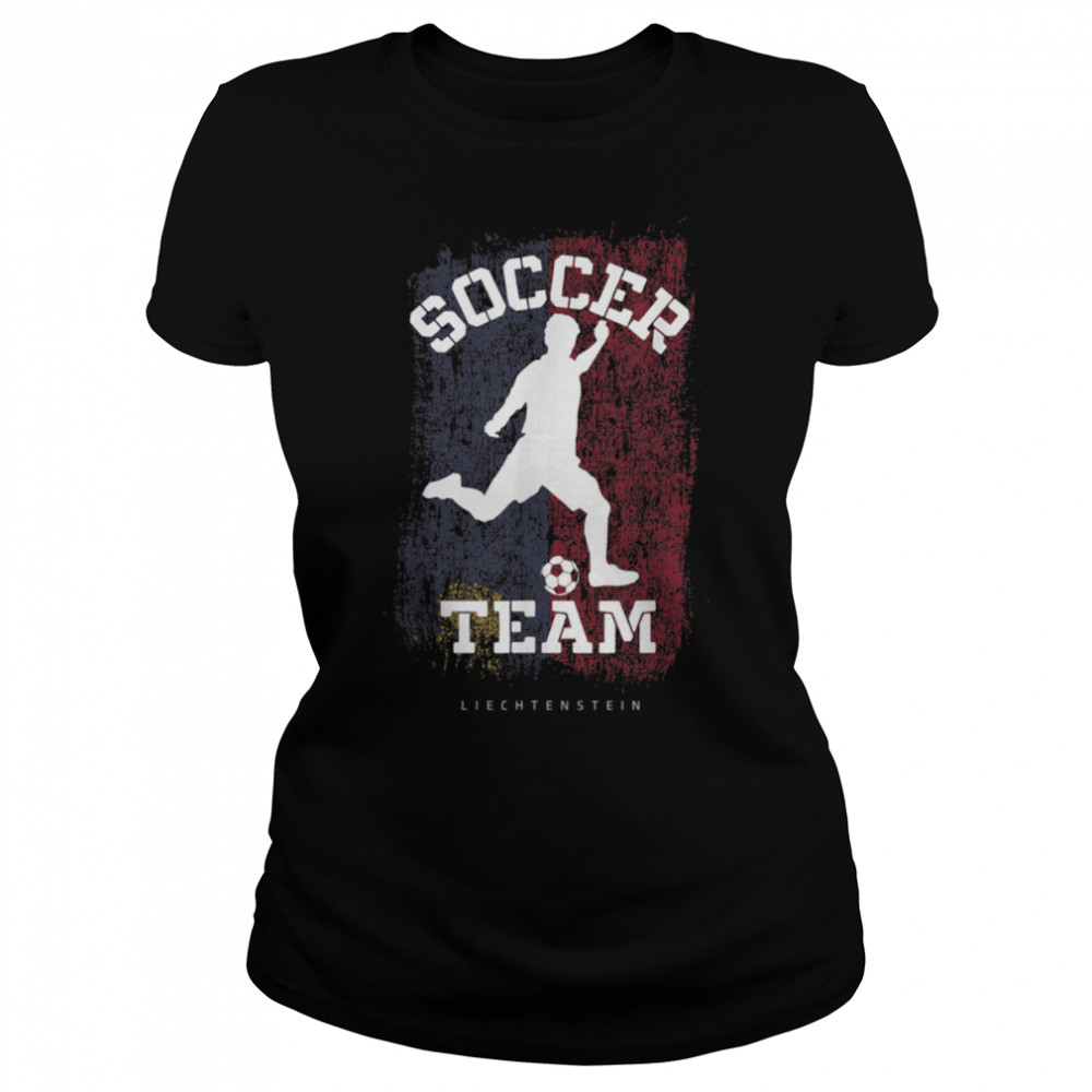 Soccer Liechtenstein Flag Football Team Soccer Player T- B09JPC8JHL Classic Women's T-shirt