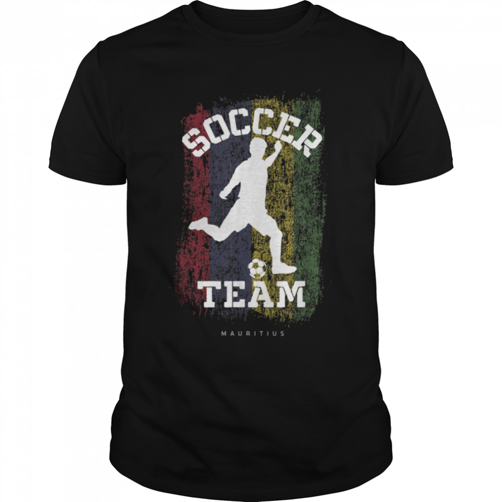 Soccer Mauritius Flag Football Team Soccer Player T- B09JPDS9BP Classic Men's T-shirt