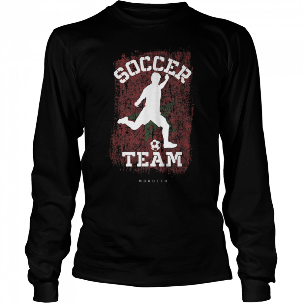 Soccer Morocco Flag Football Team Soccer Player T- B09JPGWT92 Long Sleeved T-shirt