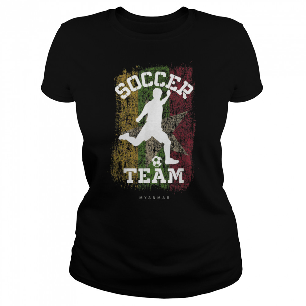 Soccer Myanmar Flag Football Team Soccer Player T- B09JPFFP3Y Classic Women's T-shirt