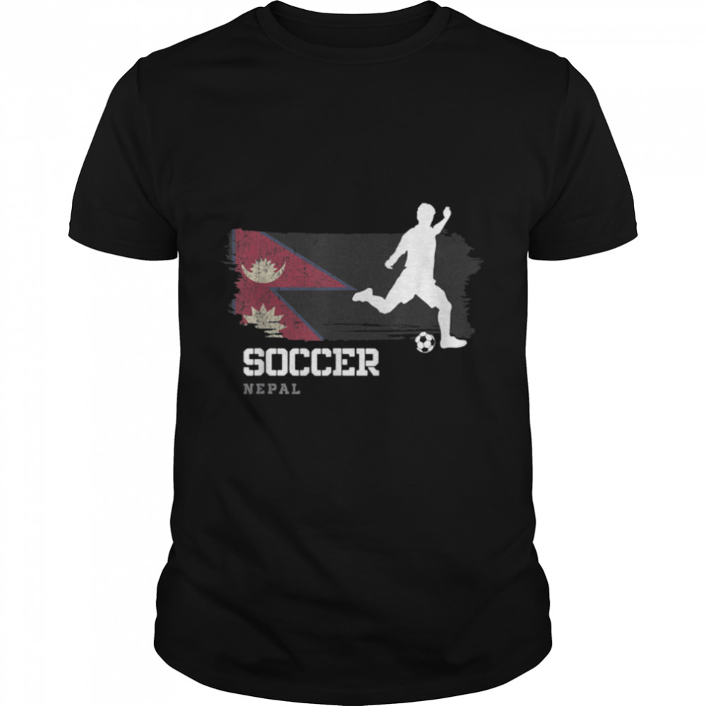 Soccer Nepal Flag Football Team Soccer Player T- B09JPFB7V5 Classic Men's T-shirt