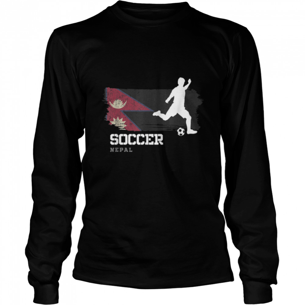 Soccer Nepal Flag Football Team Soccer Player T- B09JPFB7V5 Long Sleeved T-shirt