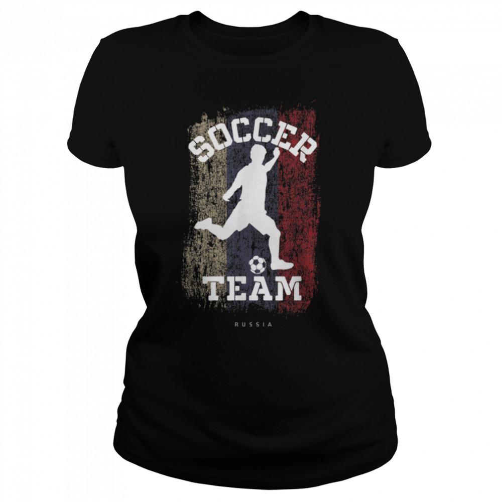 Soccer Russia Flag Football Team Soccer Player T- B09JPF48CK Classic Women's T-shirt