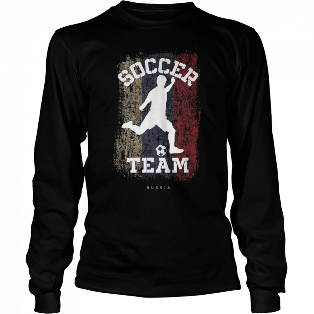 Soccer Russia Flag Football Team Soccer Player T- B09JPF48CK Long Sleeved T-shirt