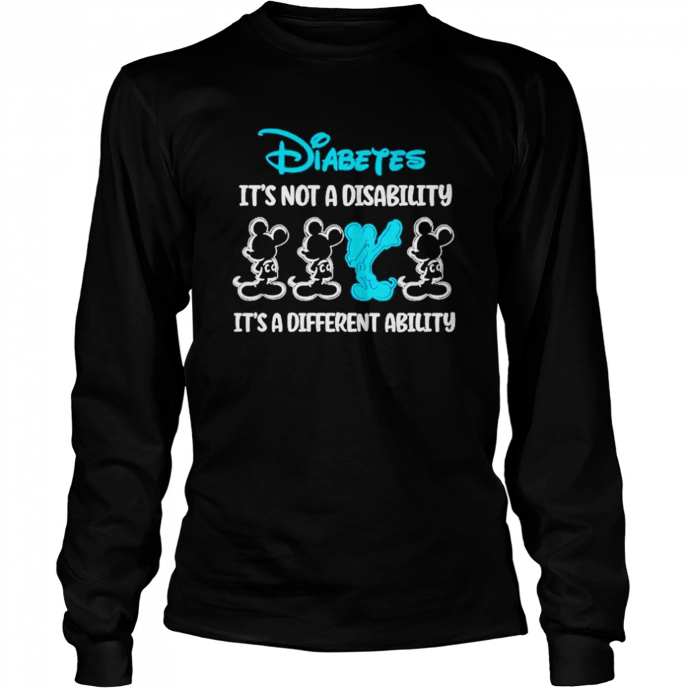 Dabbing Mickey Mouse Diabetes its not a disability its a different ability shirt Long Sleeved T-shirt