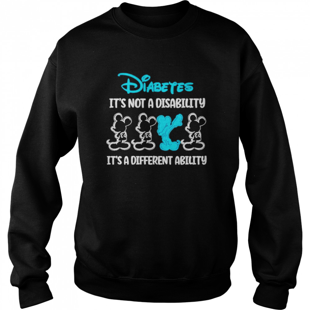 Dabbing Mickey Mouse Diabetes its not a disability its a different ability shirt Unisex Sweatshirt