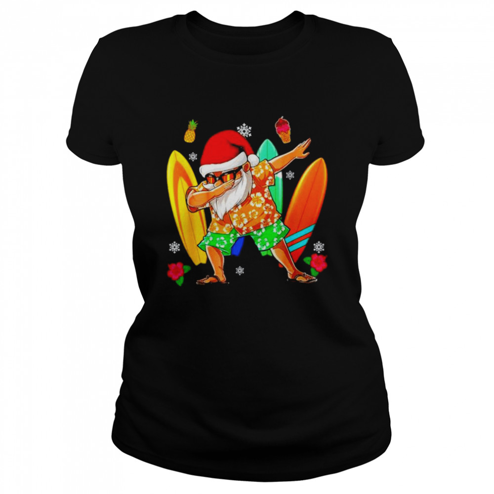 Dabbing santa surfing hawaii summer holiday Christmas shirt Classic Women's T-shirt