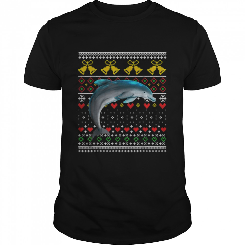 Dolphin Ugly Christmas Pattern X Mas Holiday Cute T Shirt