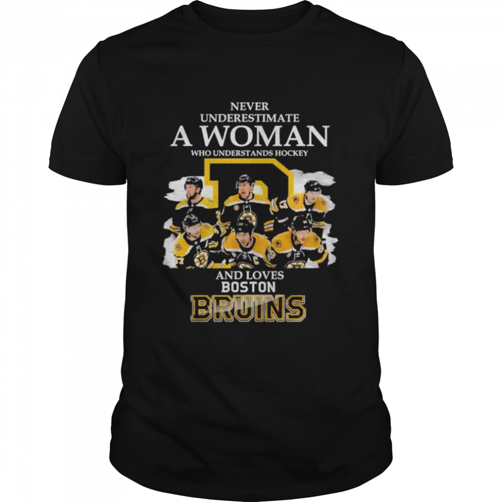 Never underestimate an old woman who understands hockey and loves Bruins shirt Classic Men's T-shirt